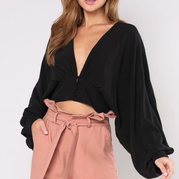 Women’s Deep V Neck Crop Top - Picture 2 of 2